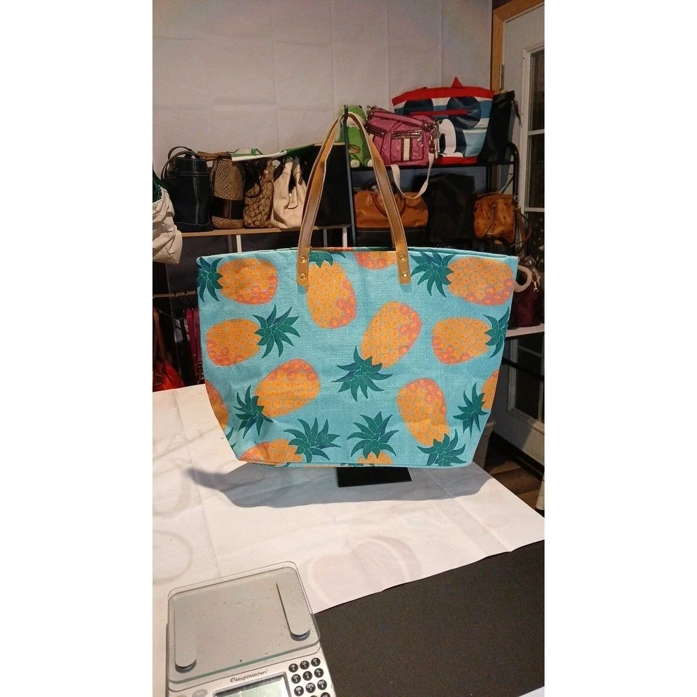 Mud Pie Pineapple Print XL Tote New!